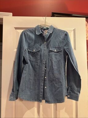 Classic Denim Button-Up Shirt - Medium Blue